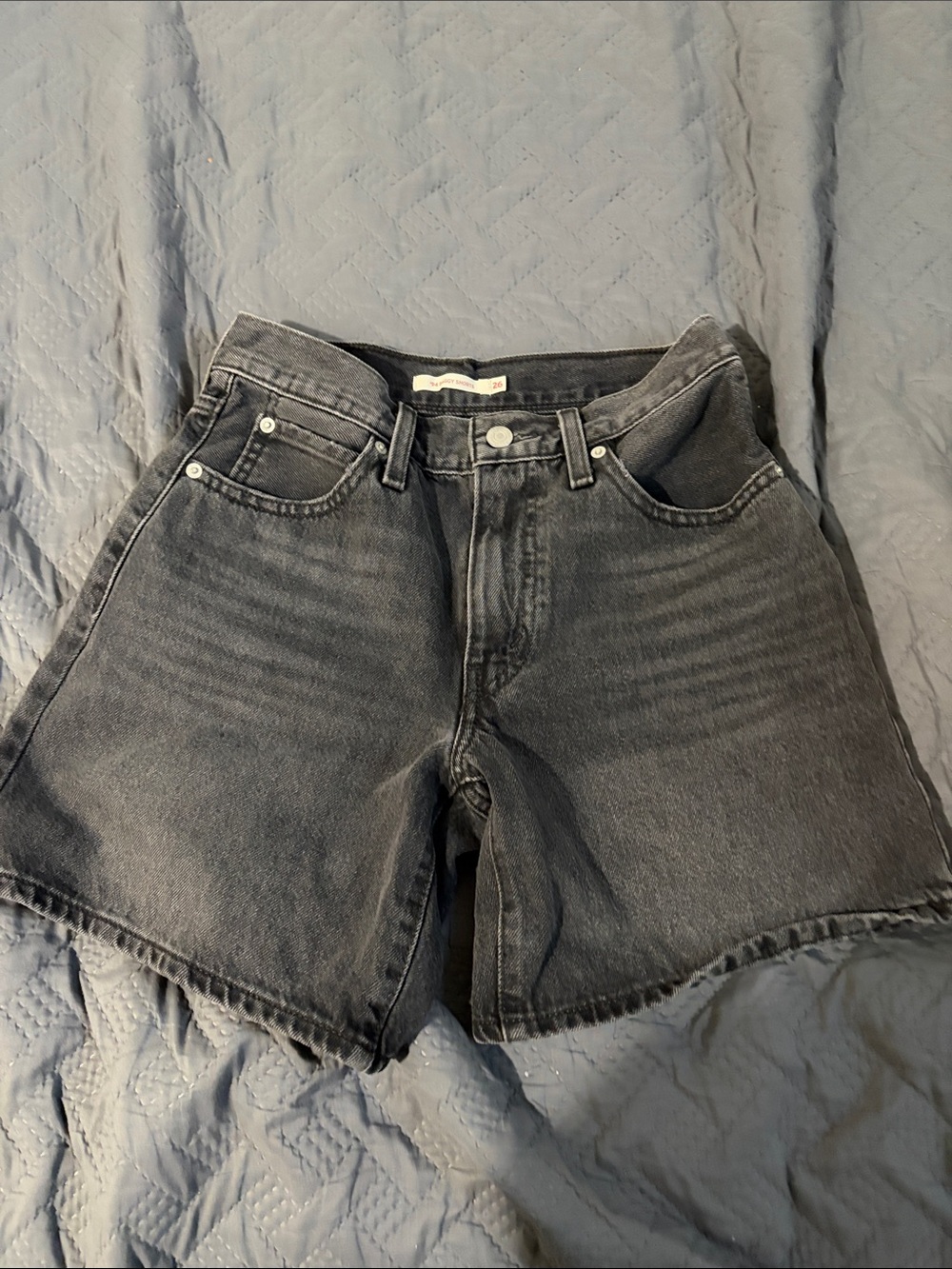 Levi's Washed Black Denim Cutoff Shorts